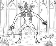 Coloriage Demogorgon debout dans la foret