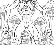 Coloriage Demogorgon parmi les champignons