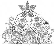 Coloriage Demogorgon parmi les plantes monstrueuses