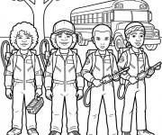 Coloriage Des enfants portant des v&ecirc;tements de Ghostbusters
