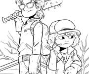Coloriage Drole de Steve et Dustin