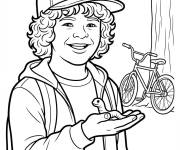 Coloriage Dustin tenant un ver