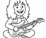 Coloriage Eddie de dessin anim&eacute; avec sa guitare