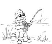Coloriage Eddie Munson qui p&ecirc;che 
