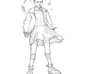 Coloriage Eleven de Stranger Things en robe