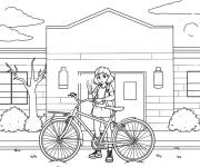 Coloriage Eleven et son v&eacute;lo Stranger Things