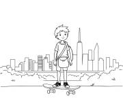 Coloriage Eleven sur le skateboard Stranger Things