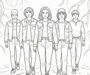Coloriage Equipe des h&eacute;ros Stanger Things