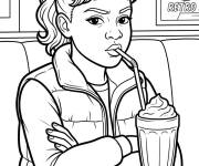 Coloriage Erica sirote un milk-shake