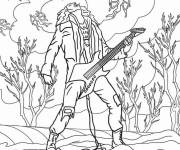 Coloriage Guitariste dans Stranger Things