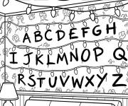 Coloriage Joyce peint le mur en alphabet