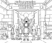 Coloriage Les superh&eacute;ros de  Stranger Things ouvrant le portail