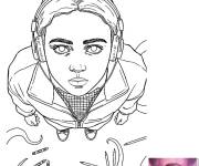 Coloriage Max de Stranger Things avec mod&egrave;le en couleurs
