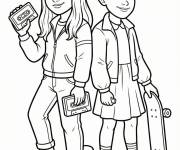 Coloriage Max et Eleven en mode funky