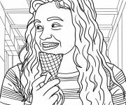 Coloriage Max Mayfield mange de la glace