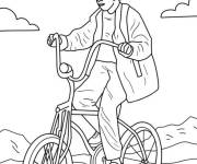 Coloriage Mike Wheeler sur son v&eacute;lo