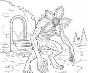 Coloriage Monstre Demogorgon en marchant de Stranger Things