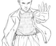 Coloriage Onze Stranger Things stylis&eacute;