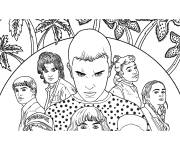 Coloriage Personnages principaux de la s&eacute;rie Stranger Things dans l'affiche