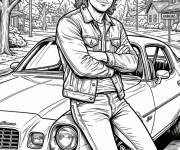 Coloriage Photo de Billy pr&eacute;s de sa voiture