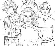 Coloriage Pose de Mike, Will, Lucas et Eleven