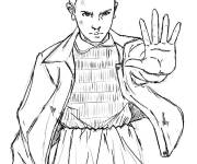 Coloriage Sc&egrave;ne d'attaque d'Onze Stranger Things