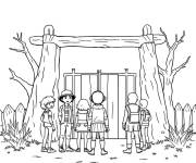 Coloriage Sc&egrave;ne de parc dans Stranger Things