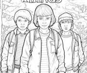 Coloriage Sc&egrave;ne foresti&egrave;re de Stranger Things