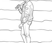 Coloriage Steve avec une batte clou&eacute;e