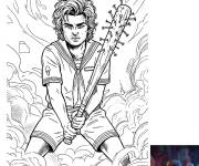 Coloriage Steve en attaquant