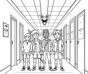 Coloriage Stranger Things Saison 3 style bande anim&eacute;e