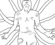 Coloriage Vecna ​​s'&eacute;levant avec des vignes