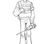 Coloriage Will Byers tenant un walkie talkie
