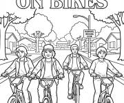 Coloriage Will, Steve Dustin et onze &agrave; v&eacute;lo