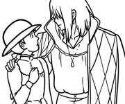 Coloriage Howl et Sophie du Studio Ghibli