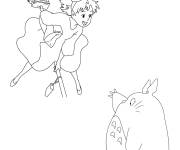 Coloriage Kiki et Totoro de l'univers Ghibli