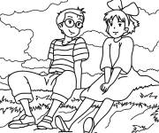 Coloriage Kiki la petite sorci&egrave;re anime de Ghibli