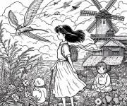 Coloriage Naoko Satomi du Studio Ghibli