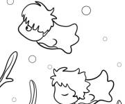 Coloriage Ponyo dans l'oc&eacute;an personnage du Studio Ghibli
