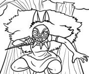 Coloriage San de l'anime princesse Mononoke
