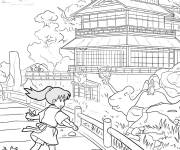 Coloriage Sc&egrave;ne de Ghibli, Les bains publics de Chihiro