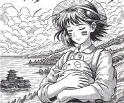 Coloriage Studio Ghibli Le vent se l&egrave;ve