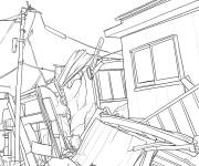 Coloriage Studio Ghibli Tremblement de terre de Jiro