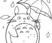 Coloriage Totoro avec son parapluie du Studio Ghibli