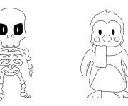 Coloriage Stumble Guys Squelette et pingouin