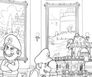 Coloriage Luigi et Mario dans la palais