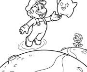 Coloriage et dessins gratuit Luma et Super Mario dans la galaxie à imprimer