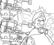 Coloriage Mario devant sa moto du film Super Mario Galaxy