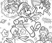 Coloriage Mario et Rosalina dans la galaxie