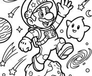 Coloriage Mario parmi les galaxies